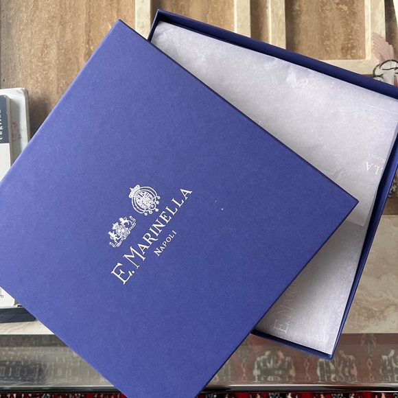 E. Marinella Italian Luxury Silk Scarf 90cm Tree of Life Blue - Brand New - Picture 13 of 13